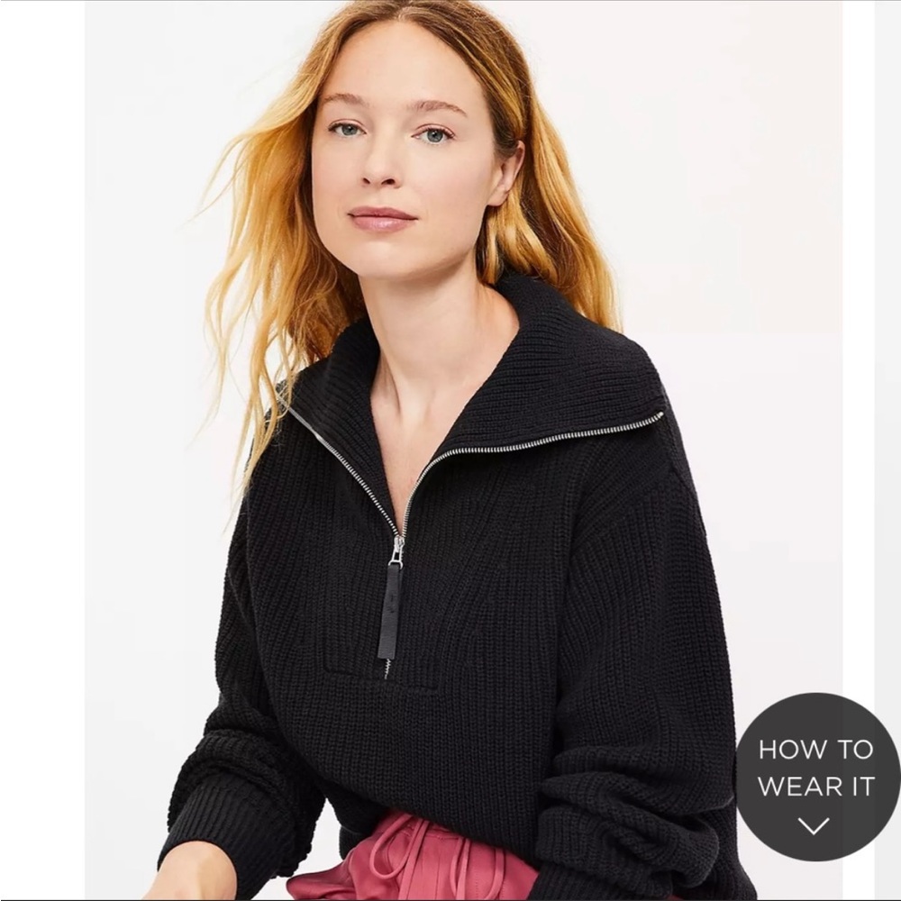 Lou & Grey Half Zip Neck Sweater NWT 100% cotton